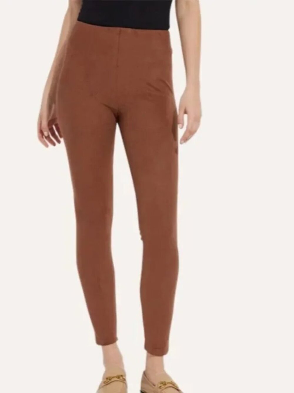 Lysse Faux Suede Bronze Brown Stretch Pull On Ankle Pants size M